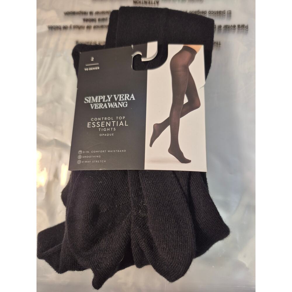 Simply Vera Wang Tights Women Sz 12-14 XL Black Stretchy Stocking ONLY ONE 7314